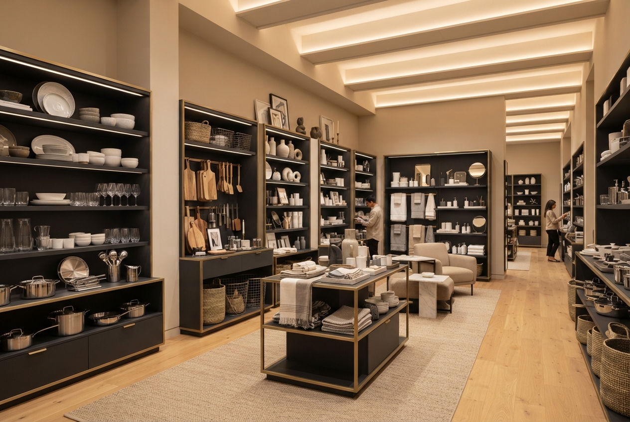 Home products displayed in a welcoming showroom